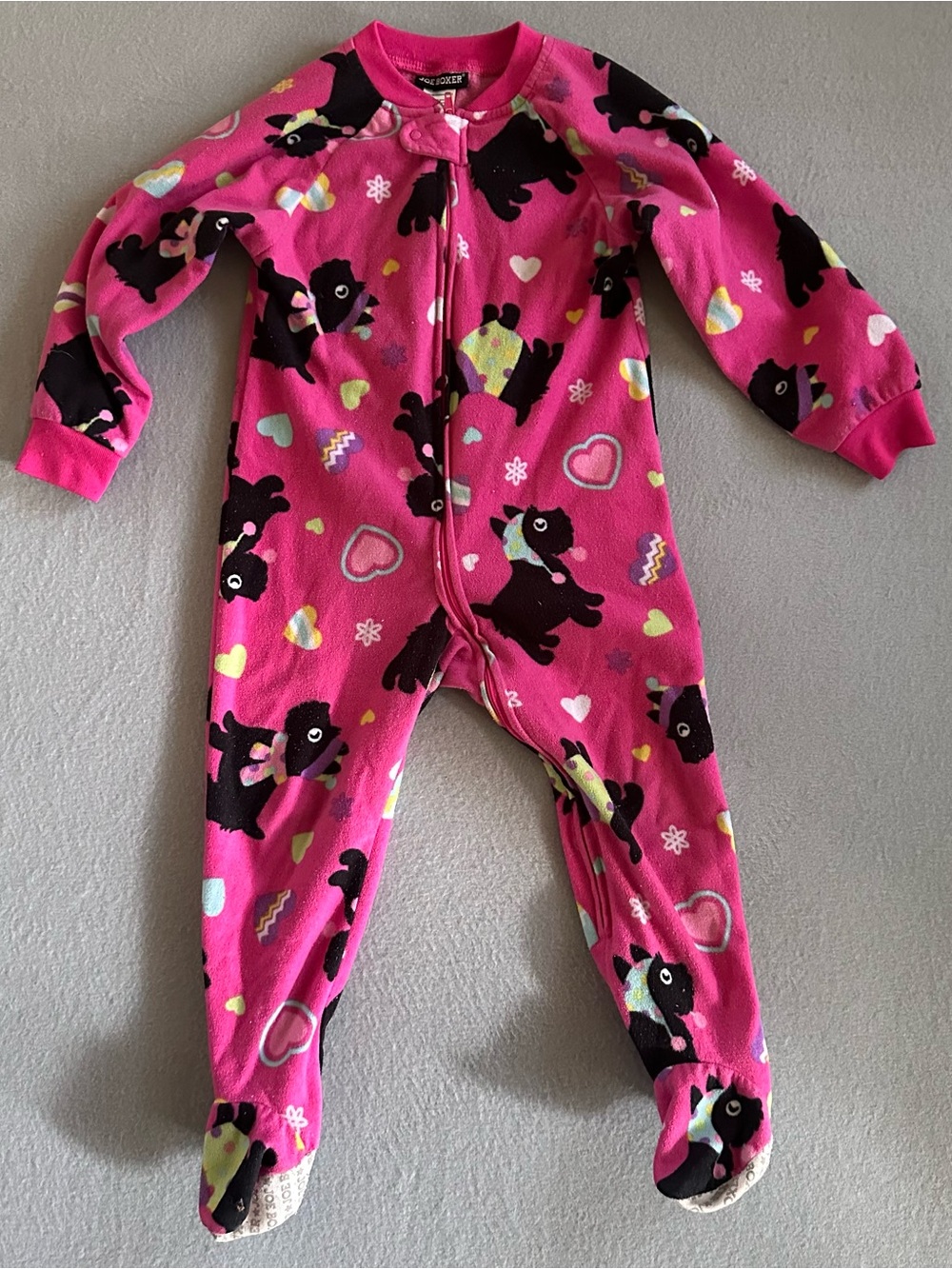 Joe Boxer One Piece Fleece Footed Pajamas Sleeper Girls 4T All Over Print Dogs
